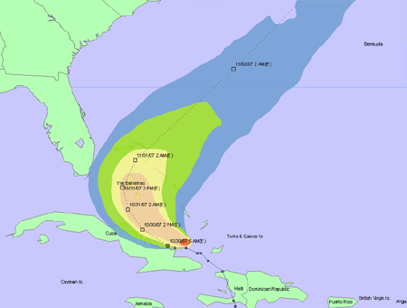 120-hour cumulative probabilities for 50kt winds